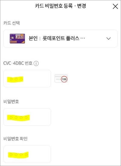 카드 cvc 번호 입력하기