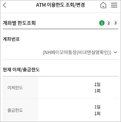 계좌별 한도 조회하기