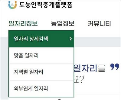 일자리 상세 검색 메뉴 클릭